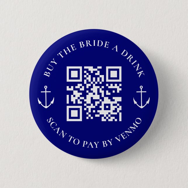 Buy The Bride A Drink Bachelorette Party QR Code 6 Cm Round Badge (Front)