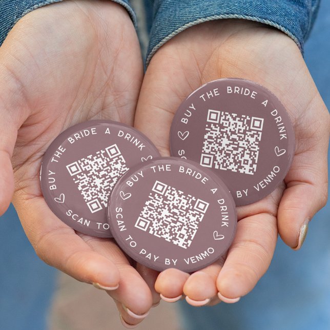 Buy the Bride a Drink Bachelorette Party QR Code 6 Cm Round Badge (Creator Uploaded)