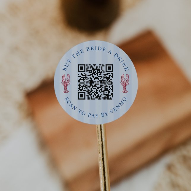 Buy the Bride a Drink Bachelorette Party QR Code Classic Round Sticker (Creator Uploaded)