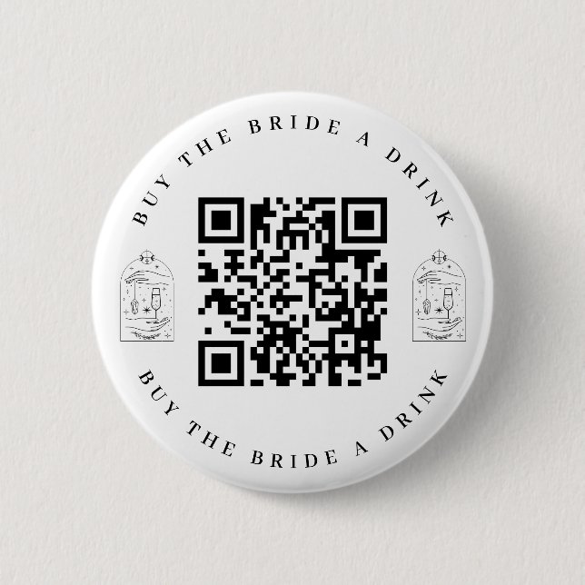 Buy the Bride a Drink Bachelorette QR Code Button (Front)