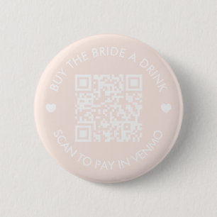 Buy The Bride A Drink Blush Pink QR Code 6 Cm Round Badge
