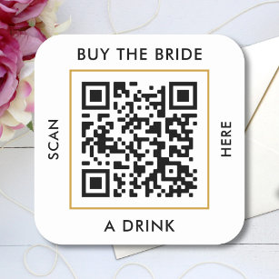 Buy The Bride A Drink Custom QR Code Bachelorette Square Sticker