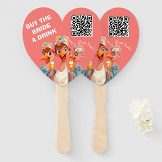Buy the Bride a Drink- Customisable QR Code  Hand Fan