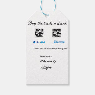 Buy the bride a drink donation QR Venmo PayPal  Gift Tags
