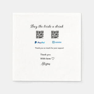 Buy the bride a drink donation QR Venmo PayPal Napkin