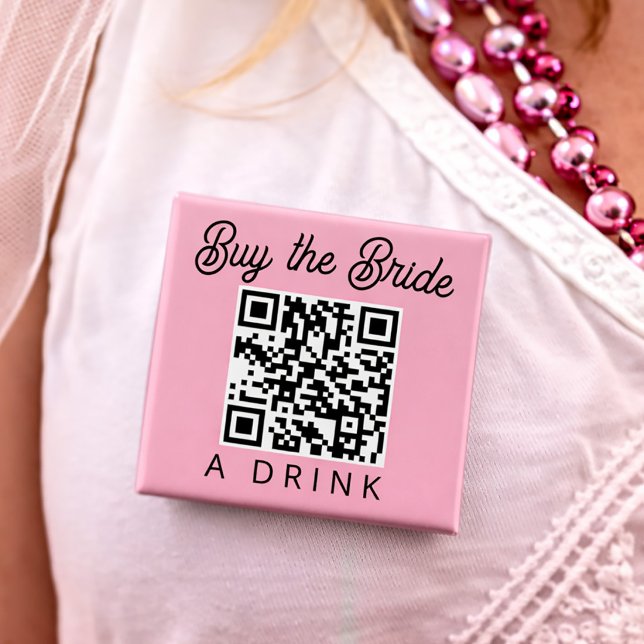 Buy the Bride a Drink QR Code 15 Cm Square Badge (Buy the Bride a Drink QR Code Button)