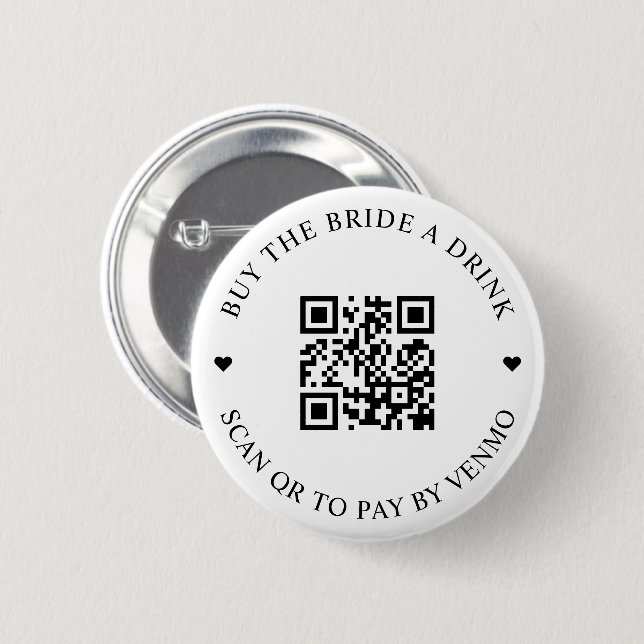 Buy The Bride A Drink QR Code 6 Cm Round Badge (Front & Back)