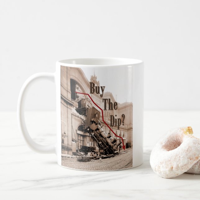 Buy The Dip Stock Market Humour Coffee Mug (With Donut)