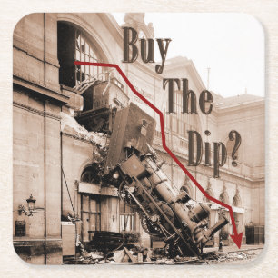 Buy The Dip Stock Market Humour Square Paper Coaster