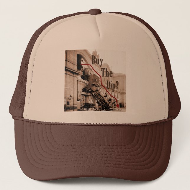 Buy The Dip Stock Market Humour Trucker Hat (Front)