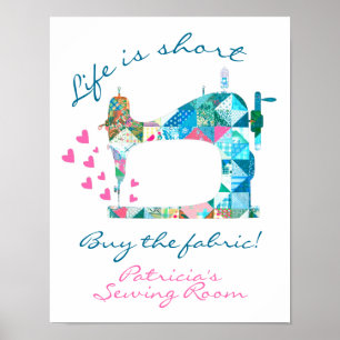 Buy The Fabric Patchwork Sewing Machine Poster