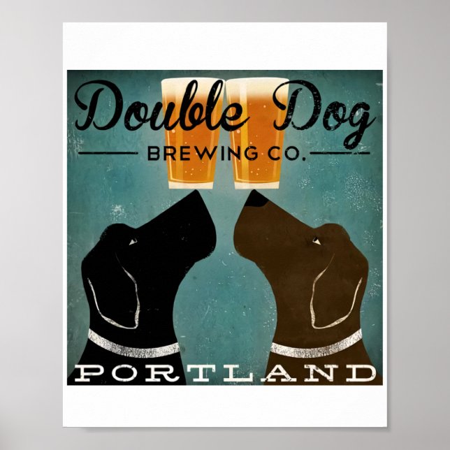 Buyartforless Double Dog Brewing Co Portland Black Poster (Front)