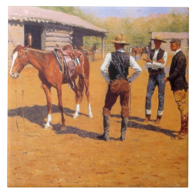 Buying Polo Ponies in the American Old West  Ceramic Tile (Front)