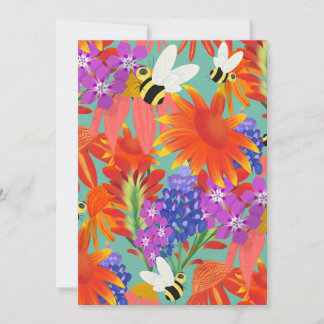Buzz Among Blooms-Mint Meadow Invitation