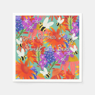 Buzz Among Blooms-Mint Meadow Napkin