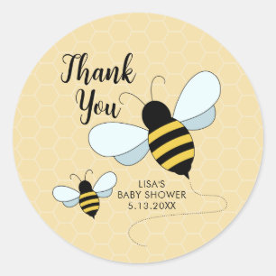 Buzz around Bee Baby Shower party favour sticker
