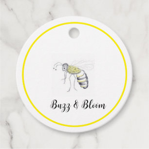 Buzz & Bloom Gift Tags - hand drawn bee design