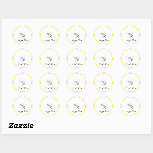 Buzz & Bloom Stickers - hand drawn bee design (Sheet)