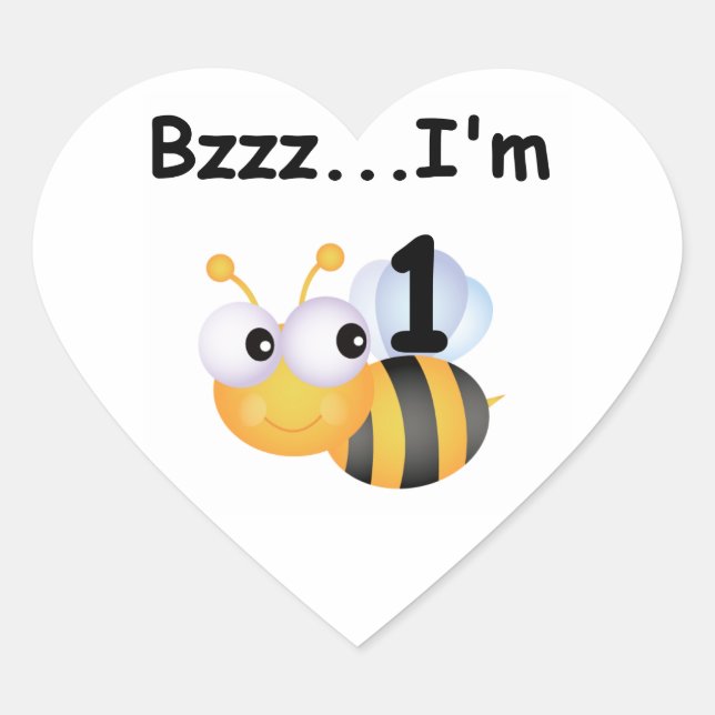 Buzz Bumblebee 1st Birthday T-shirts and Gifts Heart Sticker (Front)