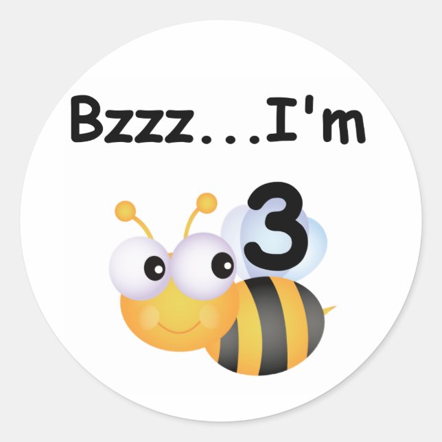 Buzz Bumblebee 3rd Birthday T-shirts and Gifts Classic Round Sticker (Front)