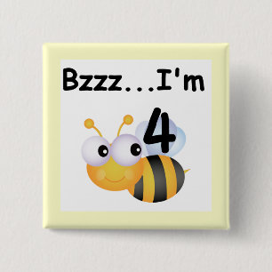 Buzz Bumblebee 4th Birthday T-shirts and Gifts 15 Cm Square Badge
