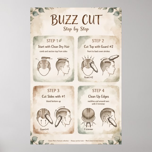 Buzz Cut Step by Step Poster (Front)
