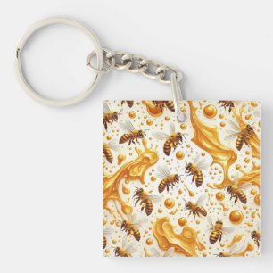 Buzz & Drip – Seamless 8K Honey Bee Pattern with G Key Ring