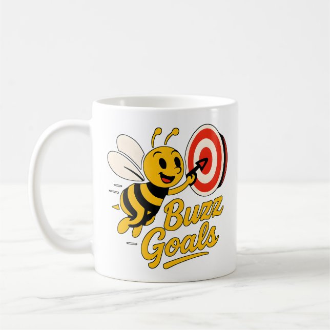 Buzz Goals Motivational Bee Coffee Mug (Left)