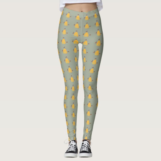Buzz Off Whimsical Bees Leggings (Front)