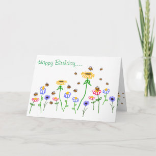 BuzzAboutBees Happy Birthday Bee Garden Greeting Card