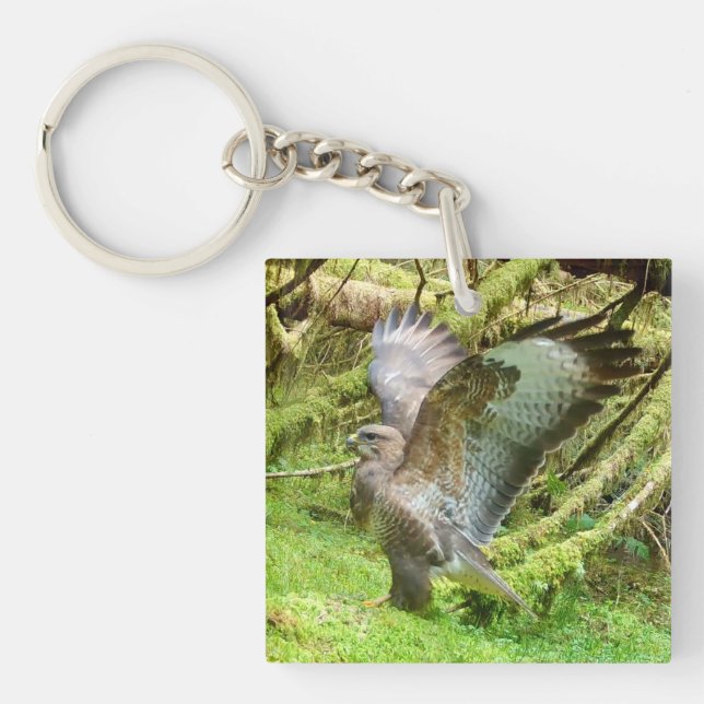 Buzzard Stretching Wings Key Ring (Front)