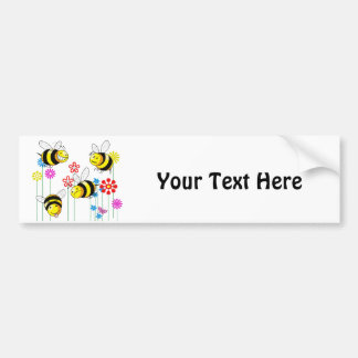 Buzzed Bees in Garden Flowers Bumper Sticker