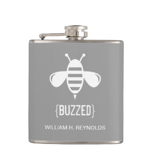 {BUZZED} Bridal Party Buzzed Bee Gift (platinum) Hip Flask