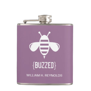 {BUZZED} Bridal Party Buzzed Bee Gift (purple) Hip Flask