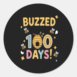 Buzzed Through 100 Days School Teacher Bee Classic Round Sticker