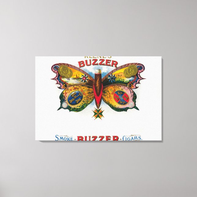 Buzzer Cigar Box Label Canvas Print (Front)