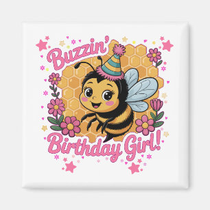 Buzzin' Birthday Girl Bee Theme  Cute Bee Lover  Magnet
