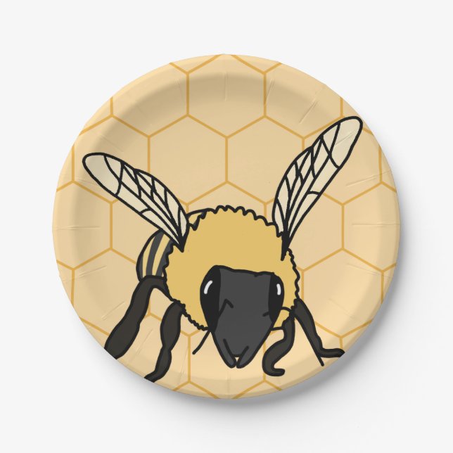 Buzzing Bee Honeycomb Beehive Paper Plate (Front)