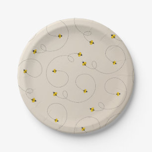 Buzzing Bees Baby Shower Goldenrod Paper Plate