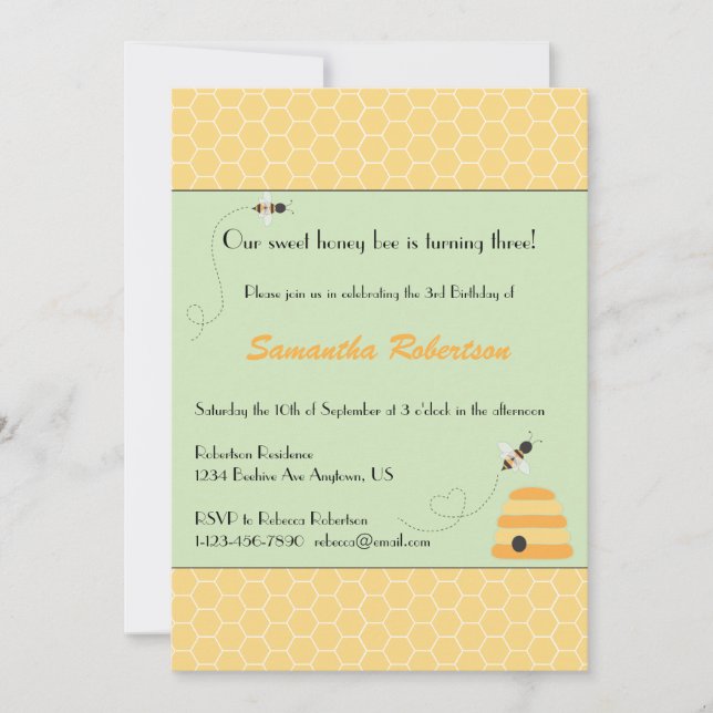 Buzzing Bees Birthday Invitation (Front)