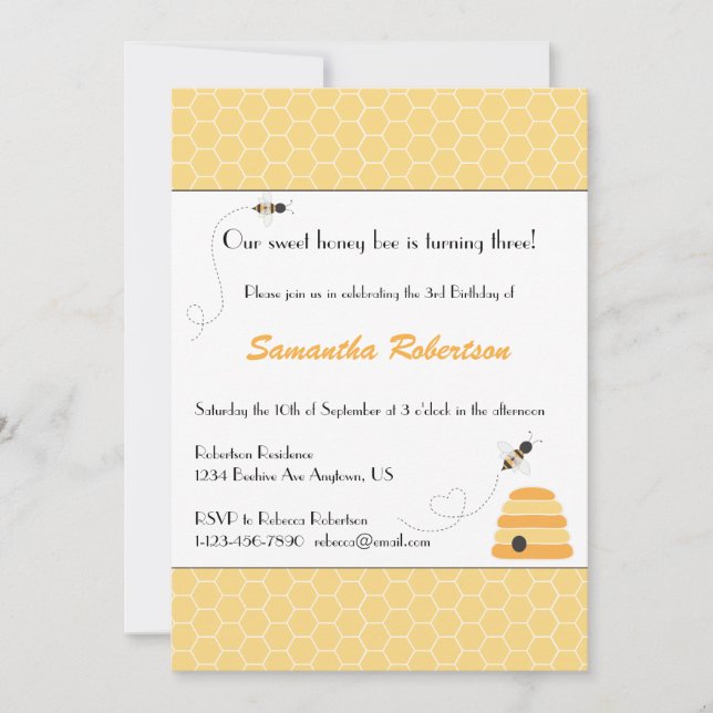 Buzzing Bees Birthday Invitation (Front)
