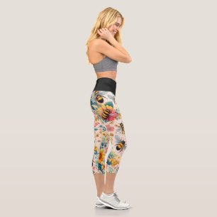 Buzzing Blooms Capri Leggings