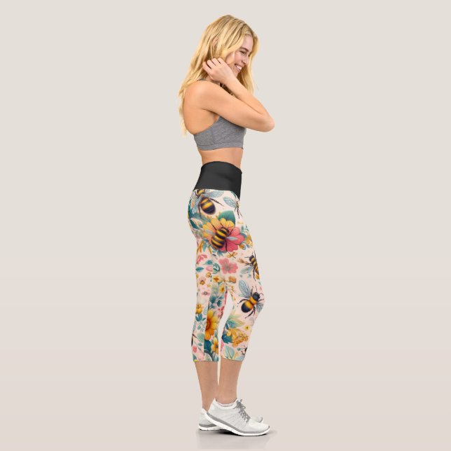 Buzzing Blooms Capri Leggings (Right)