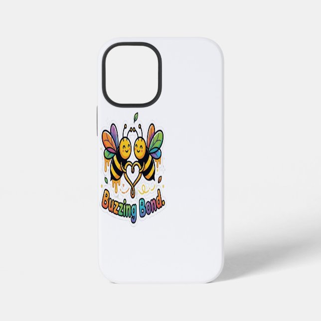 Buzzing Bond – Cute Bee Friendship T-Shirt iPhone Case (Back)