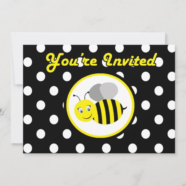 Buzzing Bumble Bee Invitation - Yellow / Black (Front)