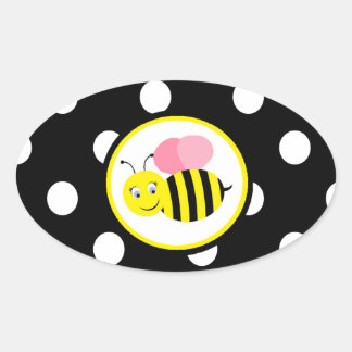 Buzzing Bumble Bee - Pink / Black Oval Sticker