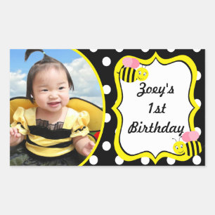 Buzzing Bumble Bee - Pink / Black Rectangular Sticker