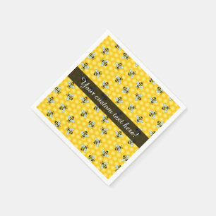 Buzzing Bumble Bees and Golden Honeycomb Pattern Napkin
