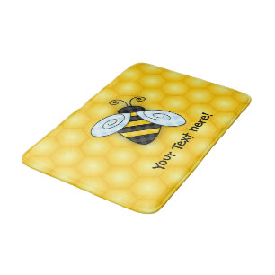 Buzzing Bumblebee and Honeycomb Icon Bath Mat