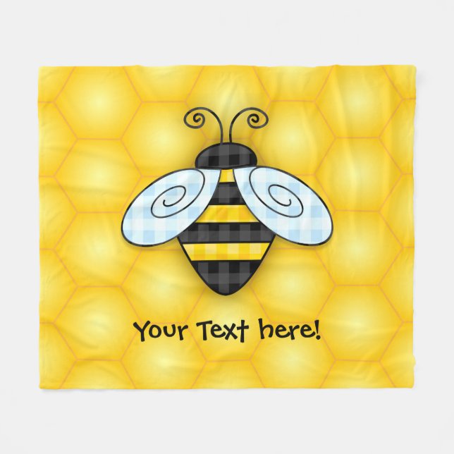 Buzzing Bumblebee and Honeycomb Icon Fleece Blanket (Front (Horizontal))